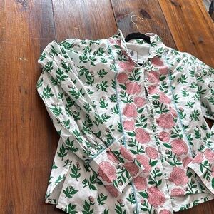 Floral Pink and Green Blouse